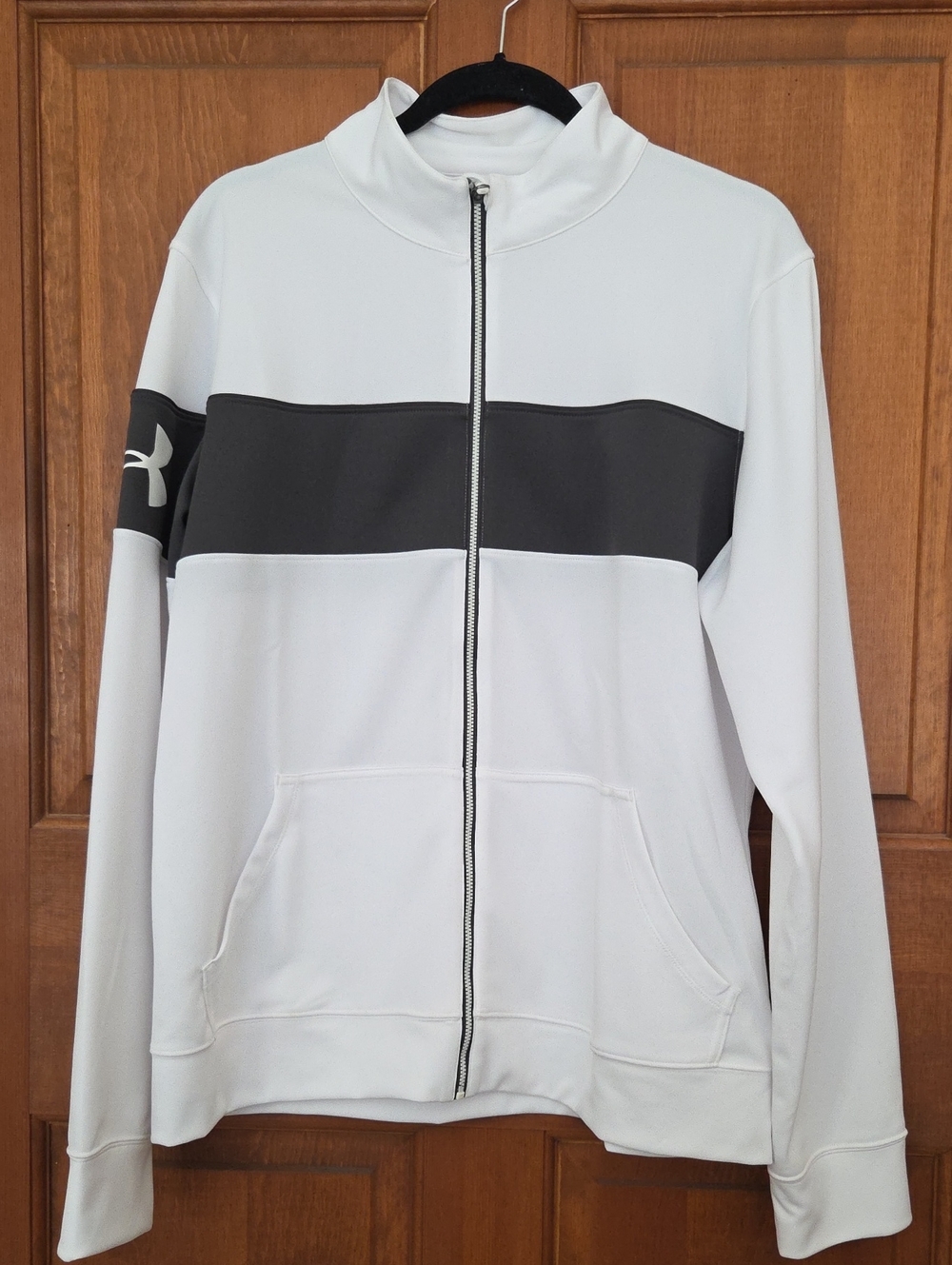 Under Armour White Full-Zip Performance Jacket with Gray Chest Band